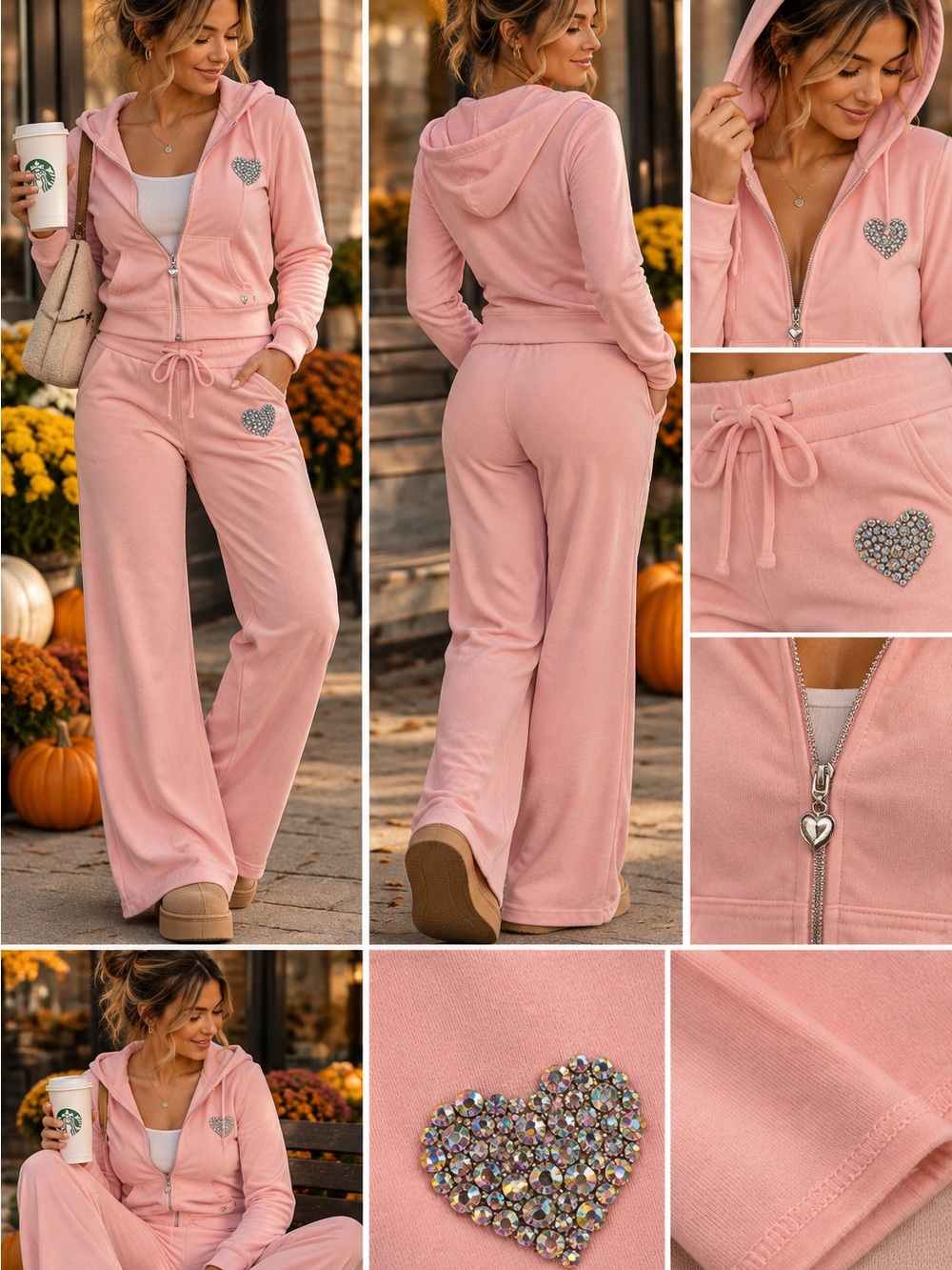 💕 Twisted Heart Pink Rhinestone Tracksuit Set – Size Small - Picture 2 of 14